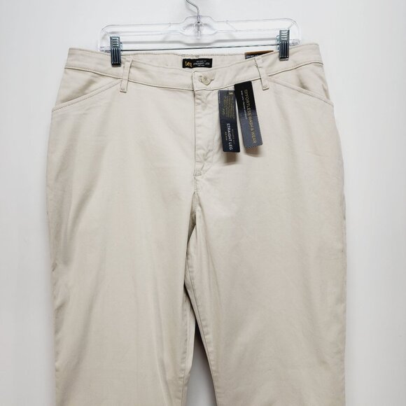 Lee chino pants Womens Relaxed Fit Straight Leg Mid Rise Size 14 Long beige - Picture 9 of 12